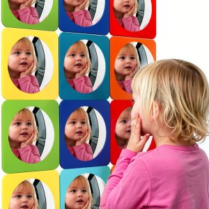 Kids Round Mirror Plastic Retro Wall Mount-0