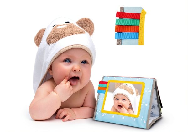 Aboosam Montessori Baby Mirror Toy Set with Crinkle Book & Teether-1