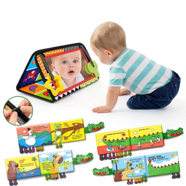 Arovan Baby Tummy Time Mirror Soft Book – Foldable Sensory Toy-3