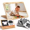 Juhg Baby Tummy Time Mirror Floor Mount 2‑Sided Wood Frame 11.8x9-0