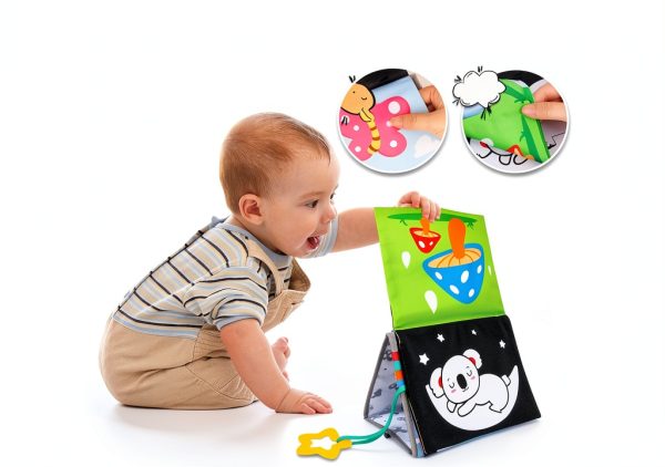 Aboosam Montessori Baby Mirror Toy Set with Crinkle Book & Teether-5
