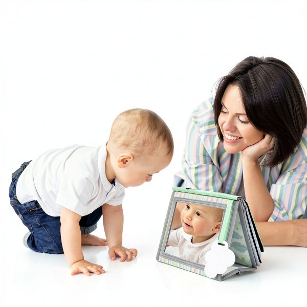 Dr.Rapeti Tummy Time Book with Mirror & Teether for Newborns 7.9x5.9in-2