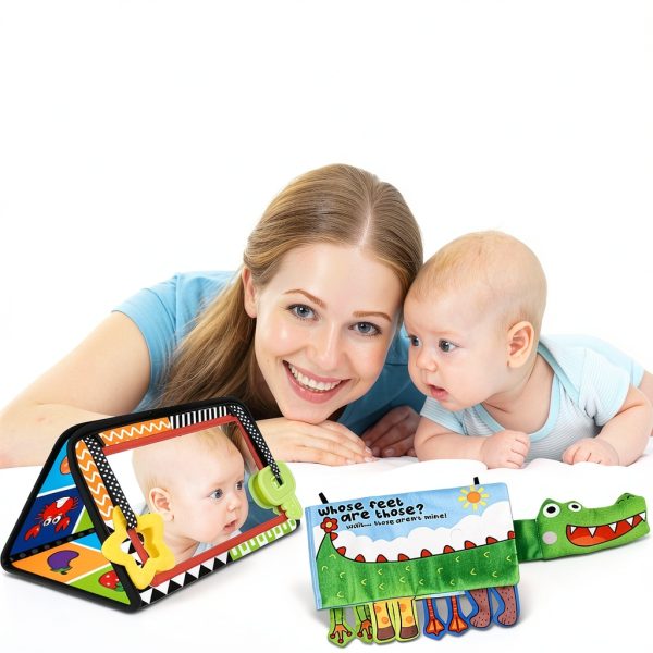 Arovan Baby Tummy Time Mirror Soft Book – Foldable Sensory Toy-6