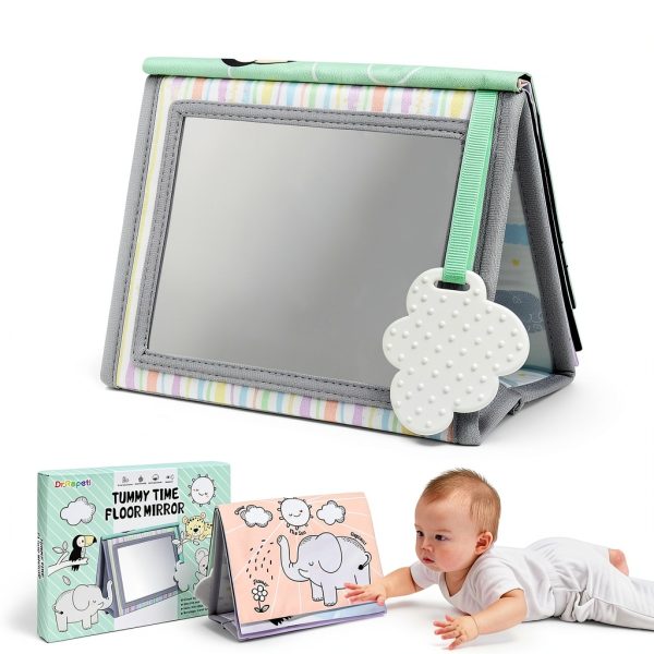 Dr.Rapeti Tummy Time Book with Mirror & Teether for Newborns 7.9x5.9in-1