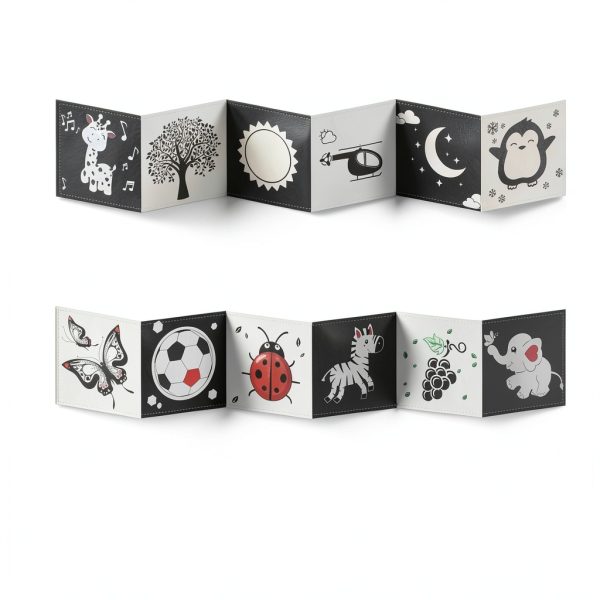 Chambom High Contrast Baby Mirror Toy – Black White Tummy Time Book 12-3