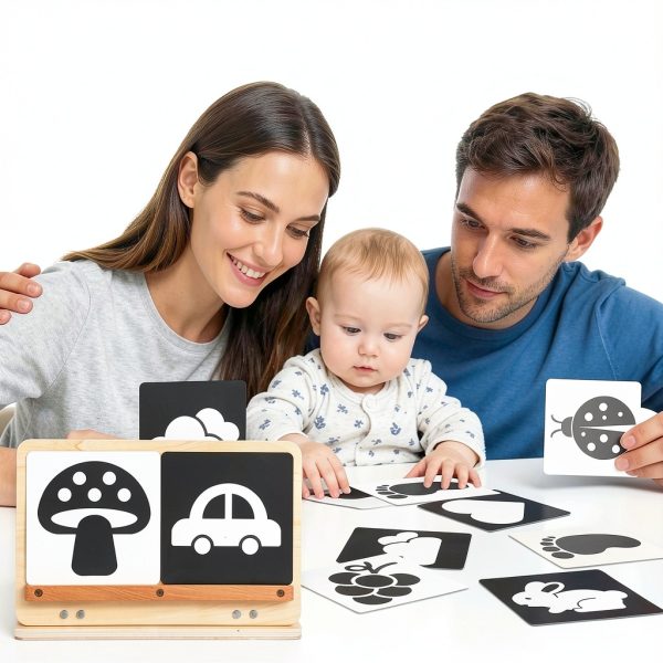 Juhg Baby Tummy Time Mirror Floor Mount 2‑Sided Wood Frame 11.8x9-4