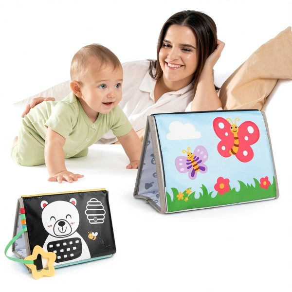 Aboosam Montessori Baby Mirror Toy Set with Crinkle Book & Teether-6