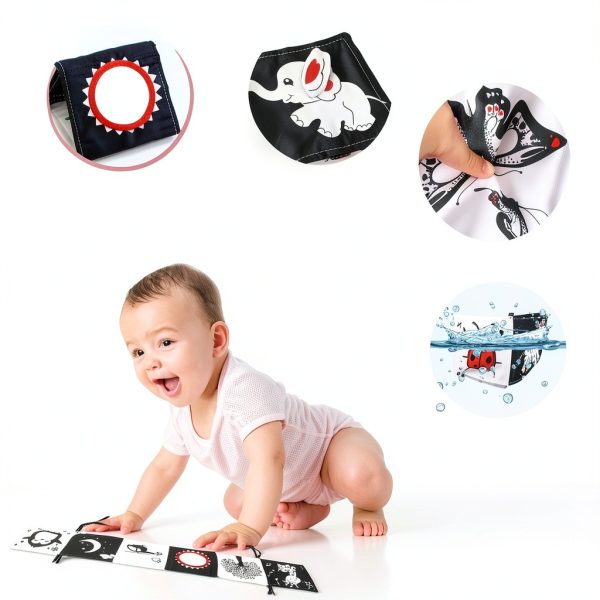 Chambom High Contrast Baby Mirror Toy – Black White Tummy Time Book 12-2