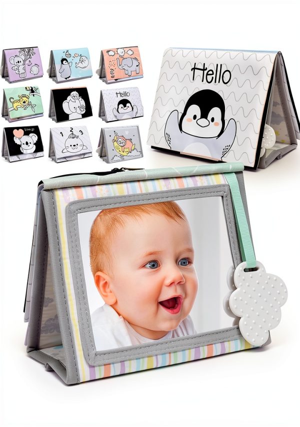 Dr.Rapeti Tummy Time Book with Mirror & Teether for Newborns 7.9x5.9in-0