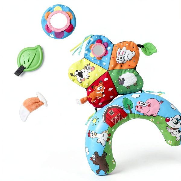 USATDD Floor Pillow Round Tummy Time Support 16.5x21.6 Multicolor-4